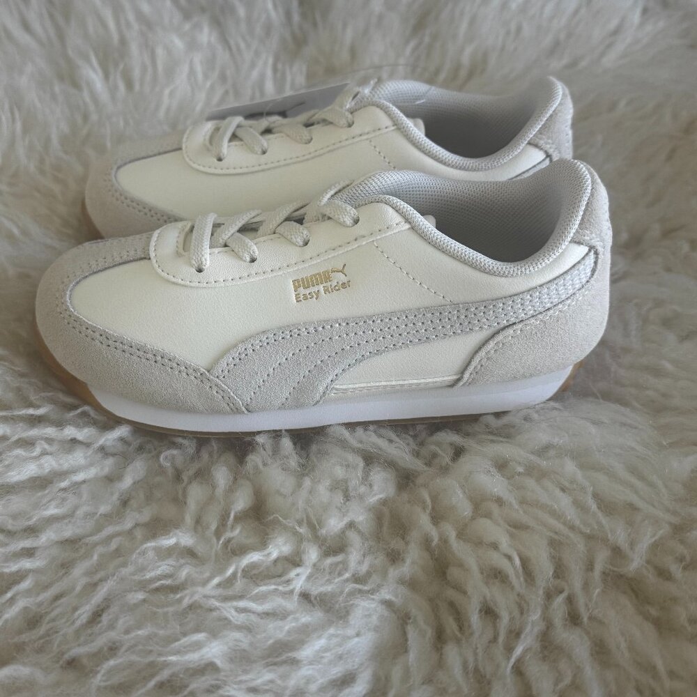 PUMA EASY RIDER MIX AC KIDS LEATHER SNEAKERS, WHITE, SIZE 10C